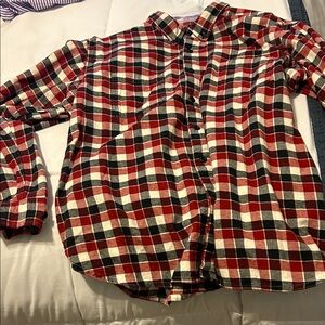 True Craft Red and Black Plaid Casual Button Down Shirt